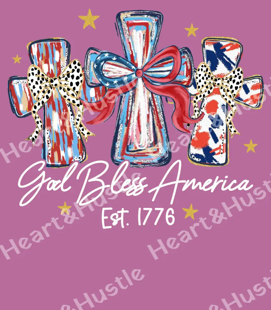 3 Cross God Bless America White