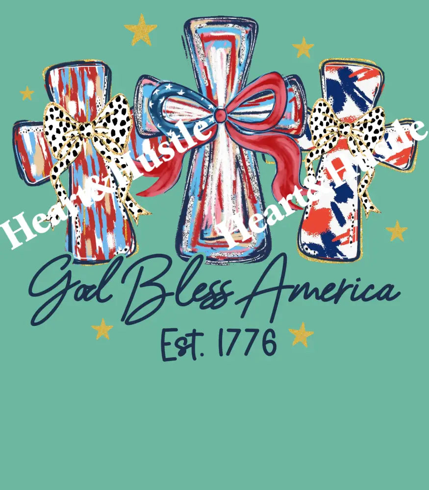 3 Cross Gold bless America Blue