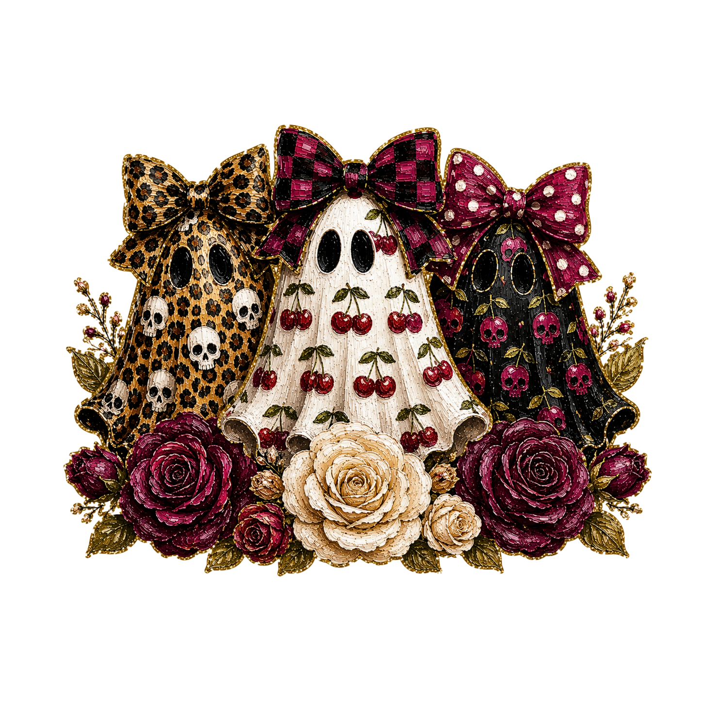 3 Ghost Skull Cherry Rose