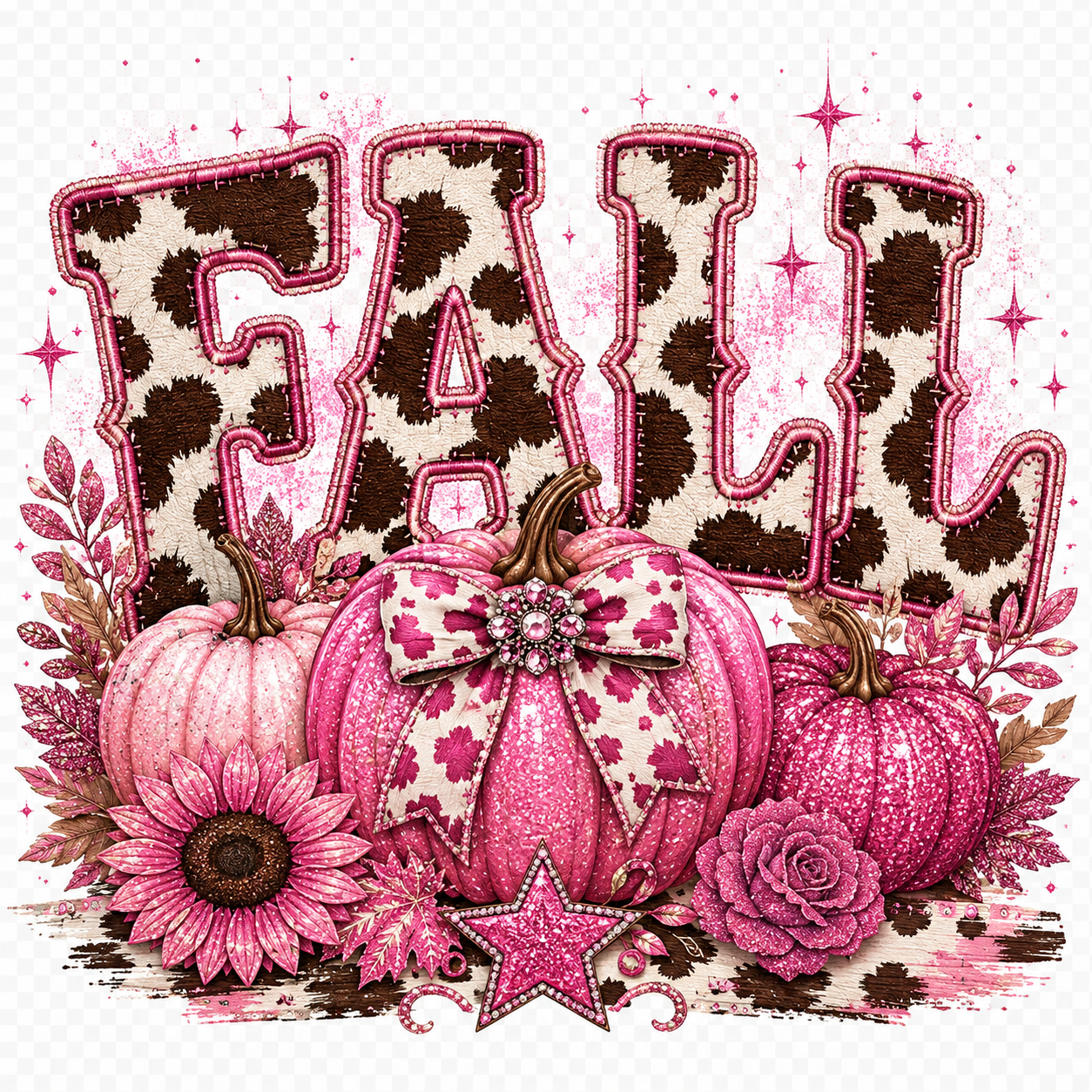 Fall Vibes Pink Cowhide