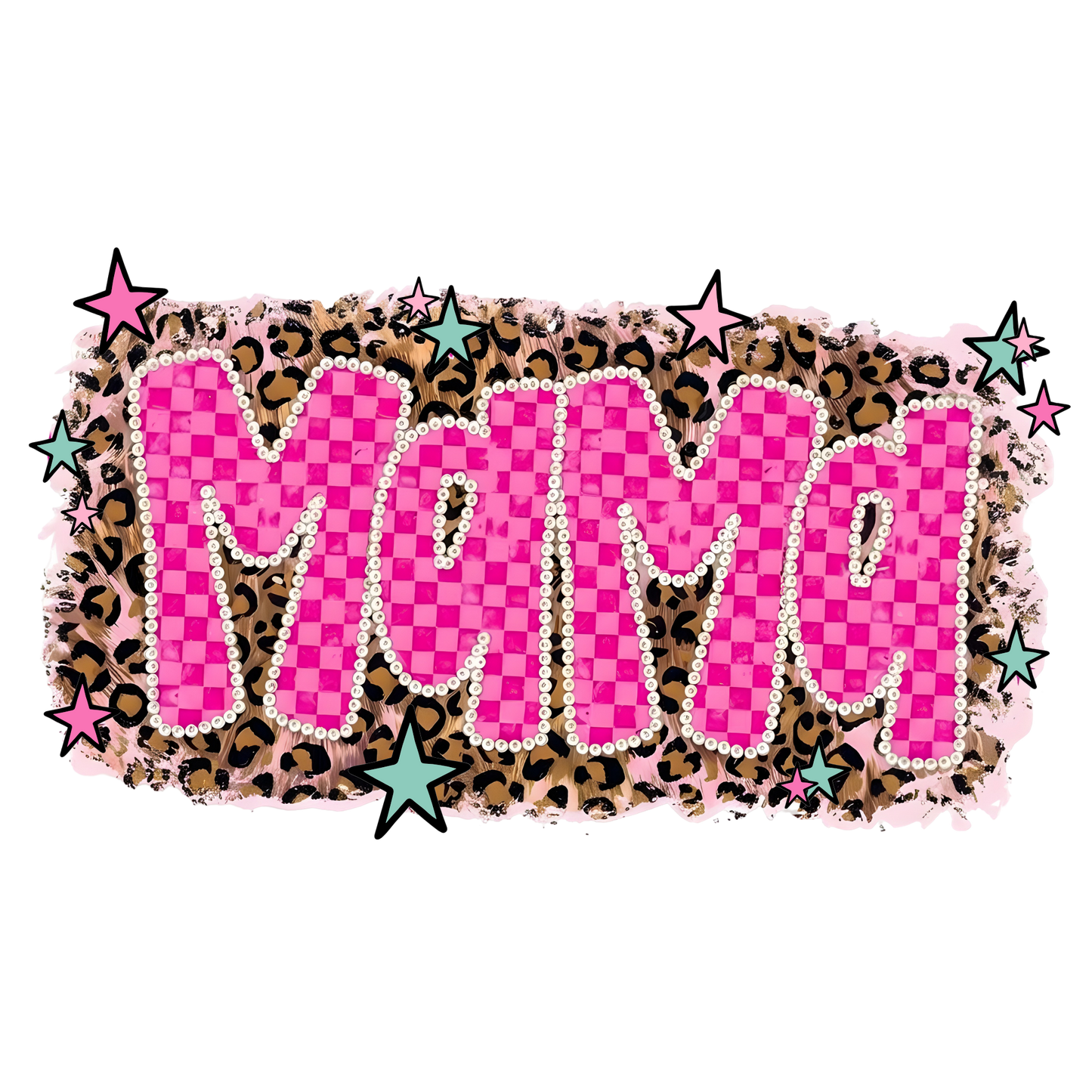 Mama Pink Retro Leopard Retro Checkered