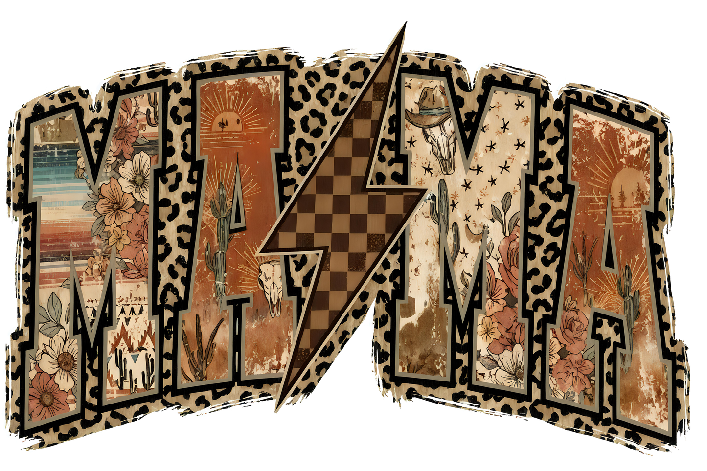 Mama Western Leopaed Lightning Bolt
