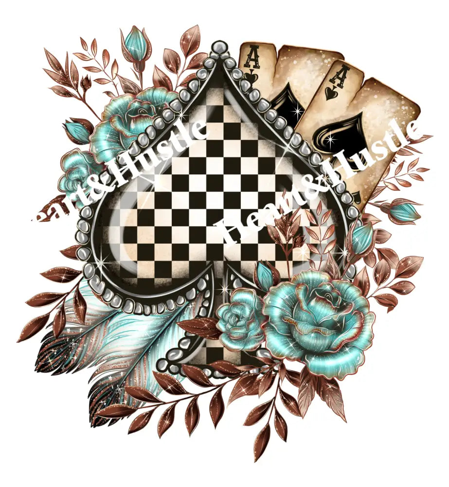 Checkered Spade with two Aces