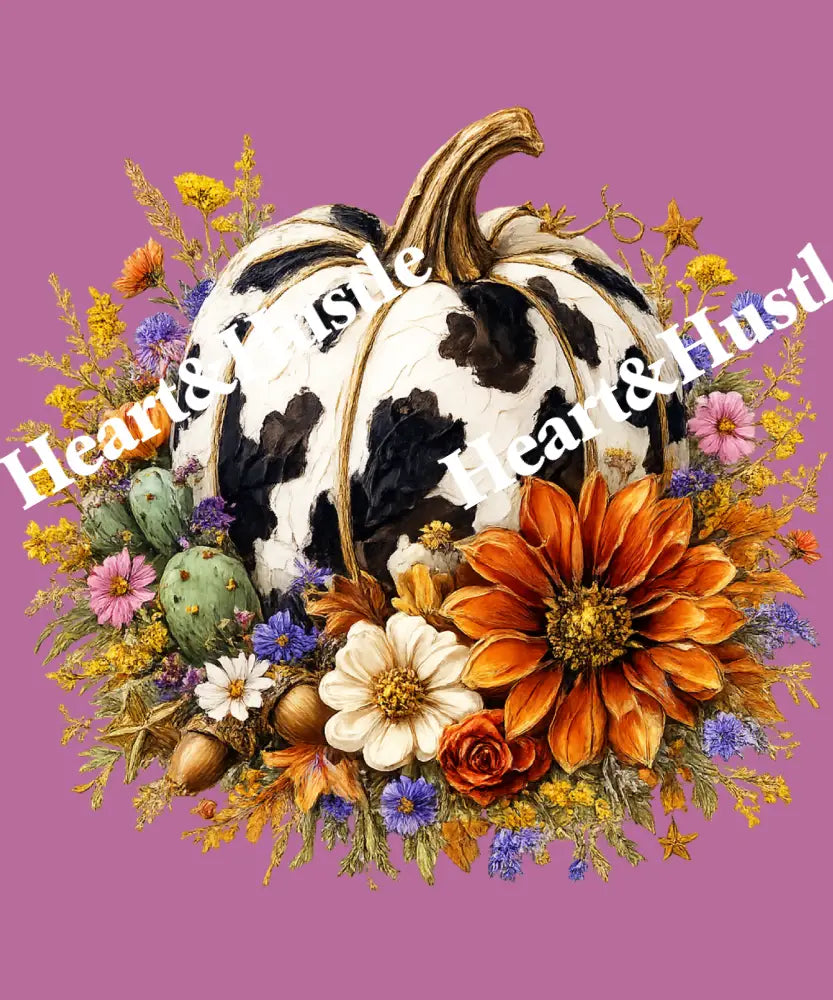 Cow Print Pumpkin Floral Fall