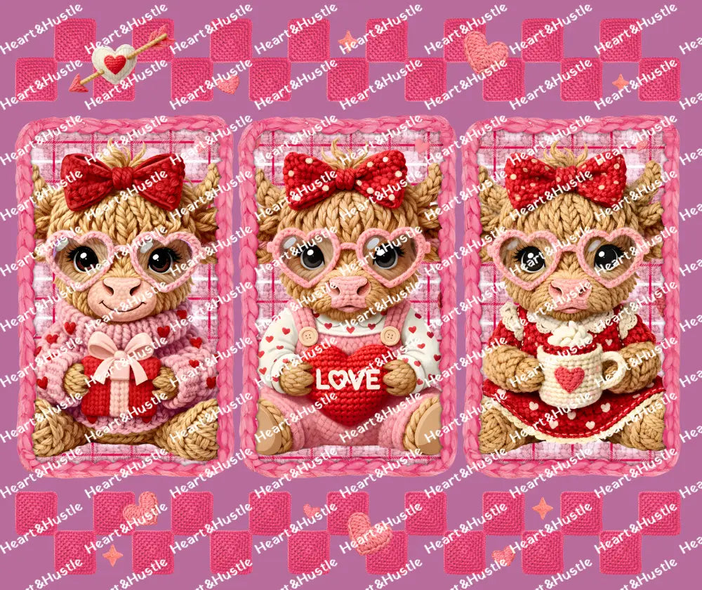 Faux Valentine Highland Cow
