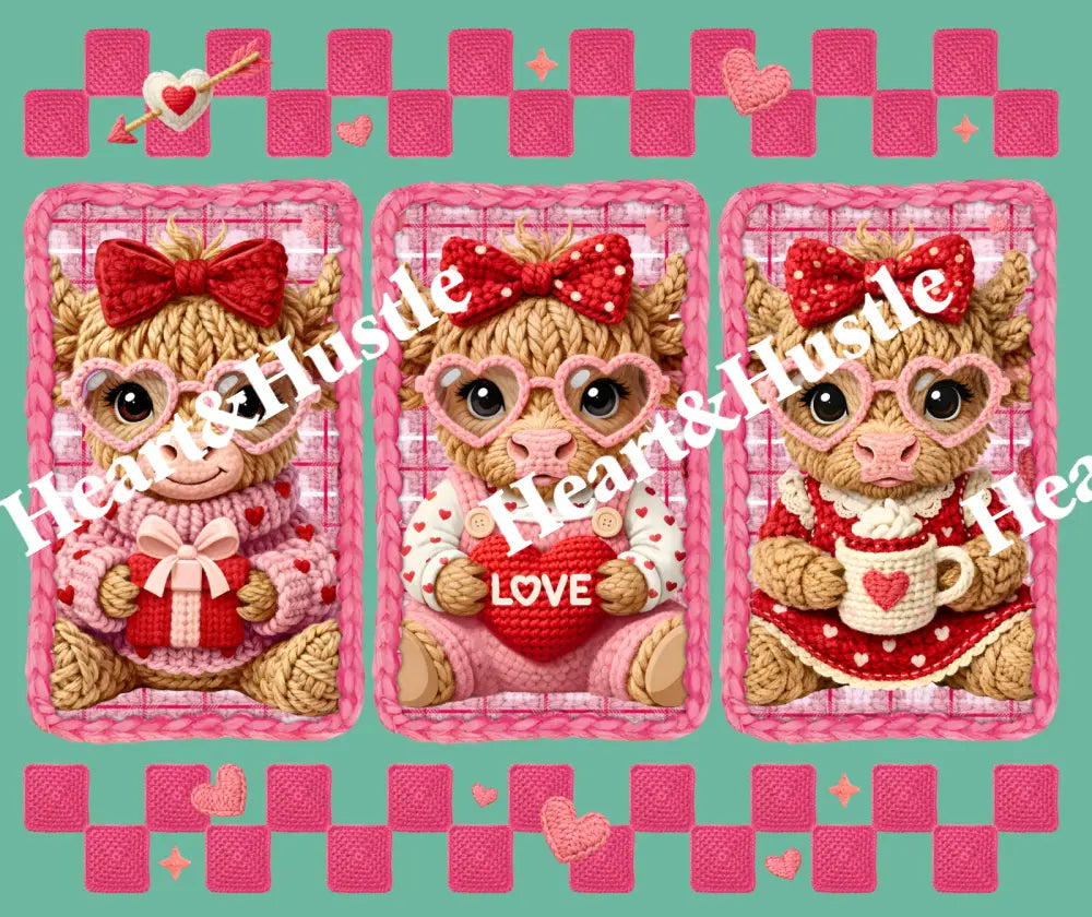 Faux Valentine Highland Cow