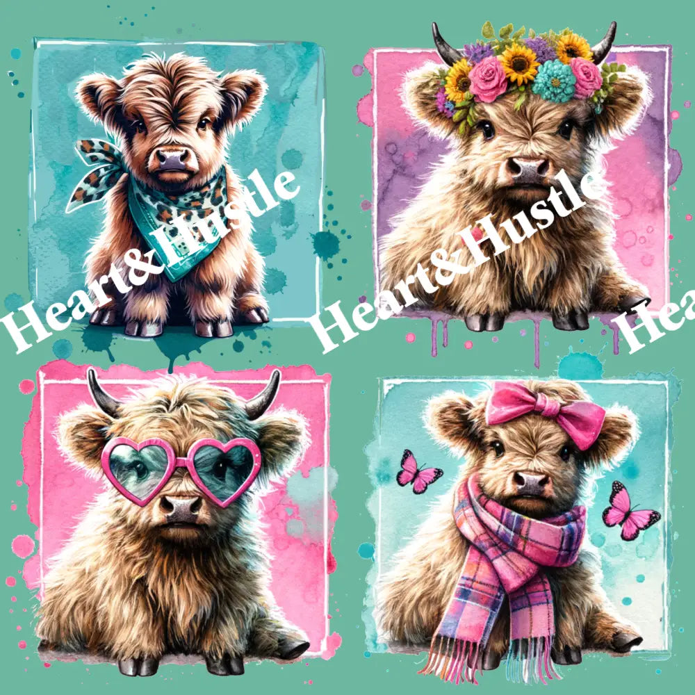 Four Baby Highland Cows