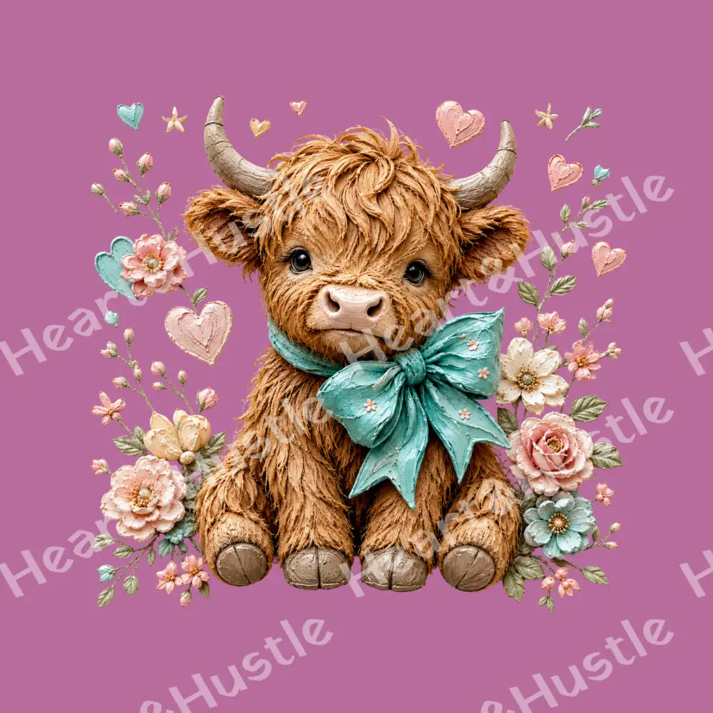 Highland Cow Turquoise 1