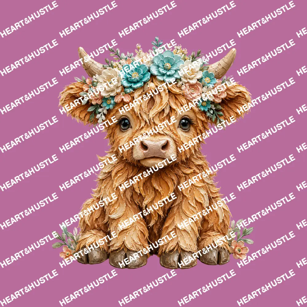 Highland Cow Turquoise 2