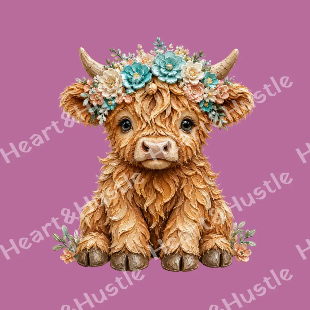 Highland Cow Turquoise 2