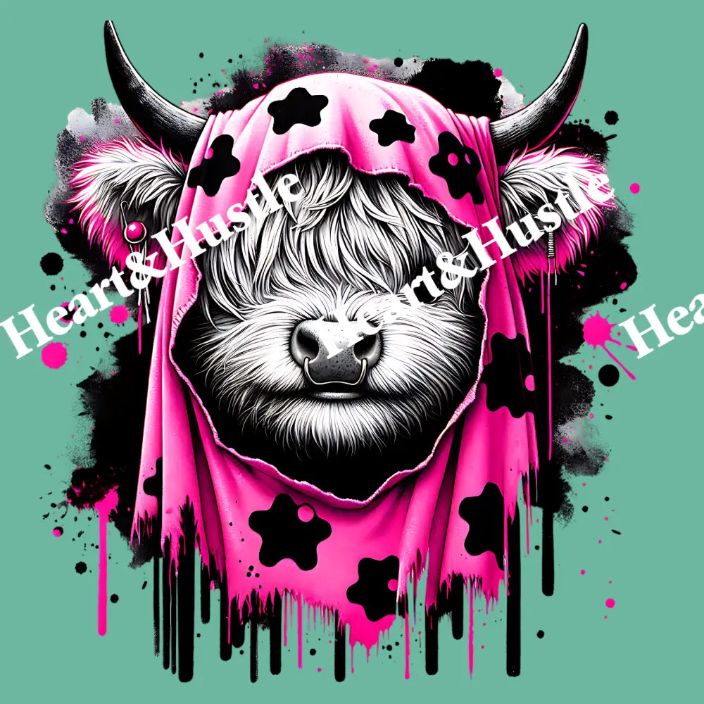 Neon Pink Highland Cow