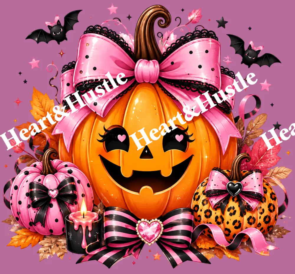 Pink Bow Halloween Pumpkin