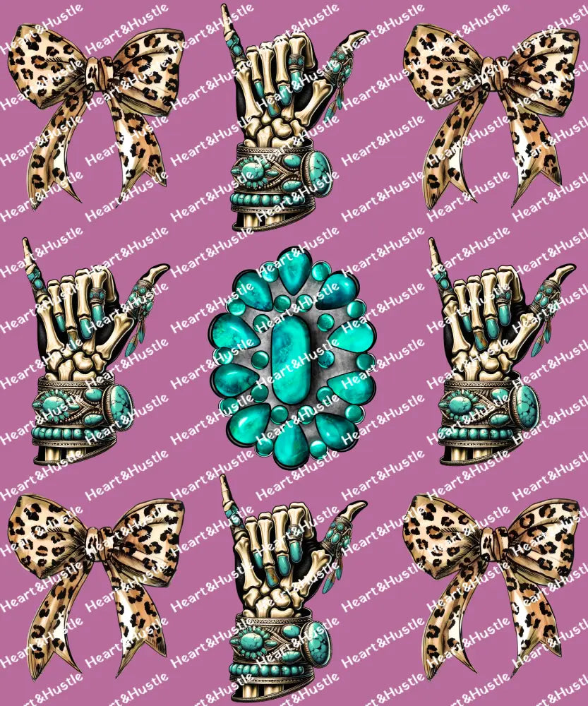 Western Turquoise Leopard Bows