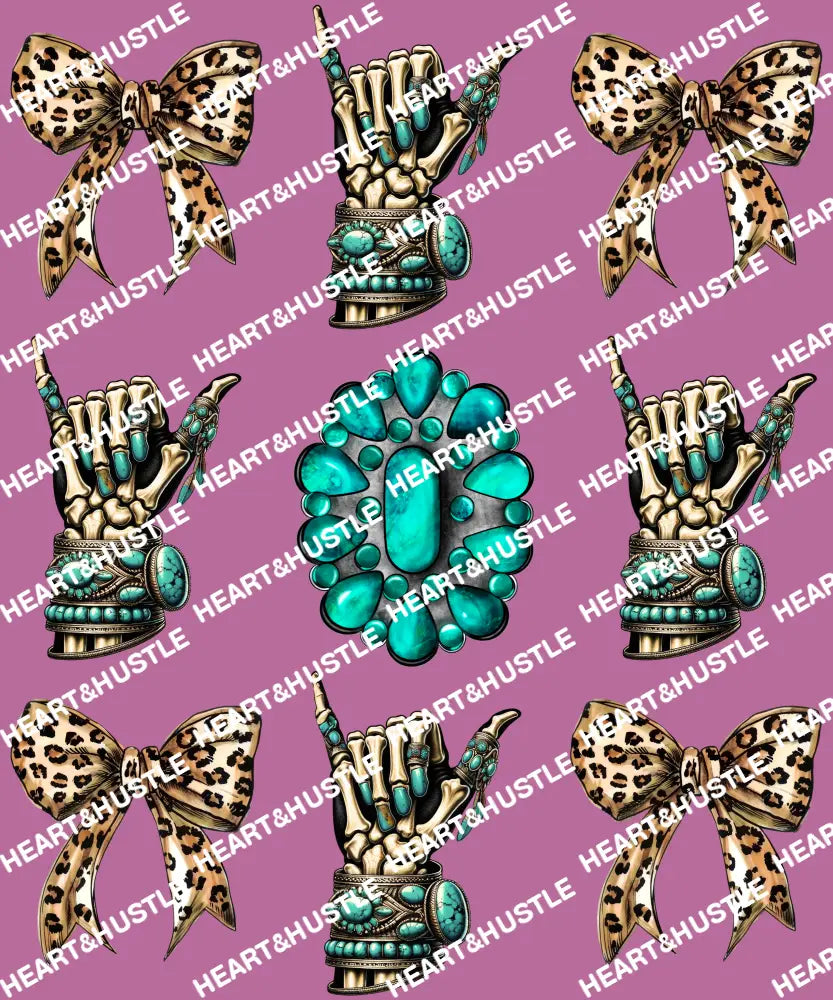 Western Turquoise Leopard Bows