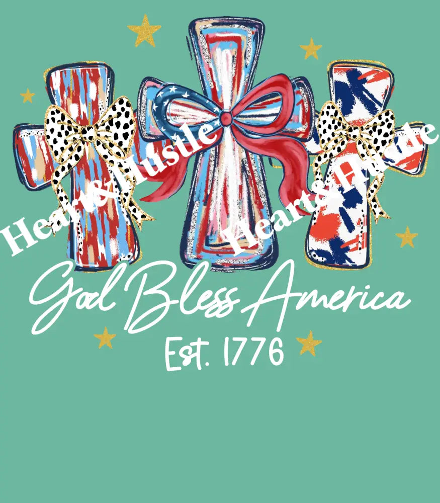 3 Cross God Bless America White