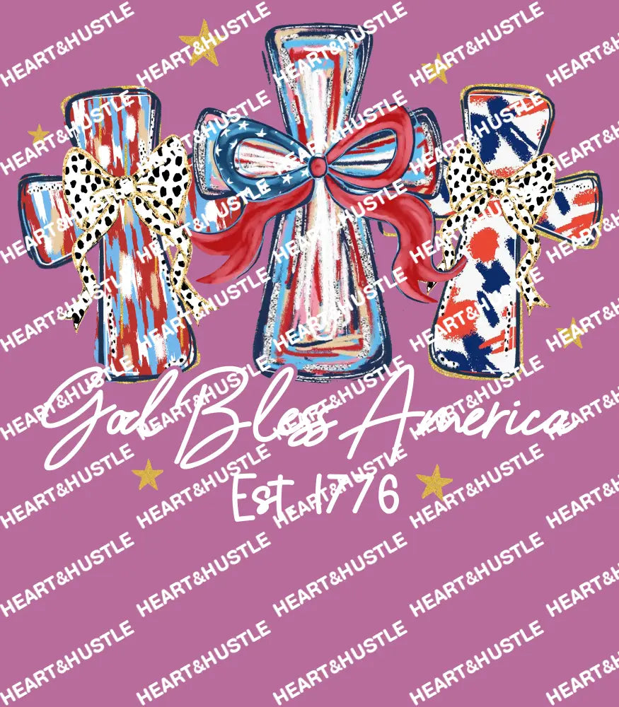3 Cross God Bless America White