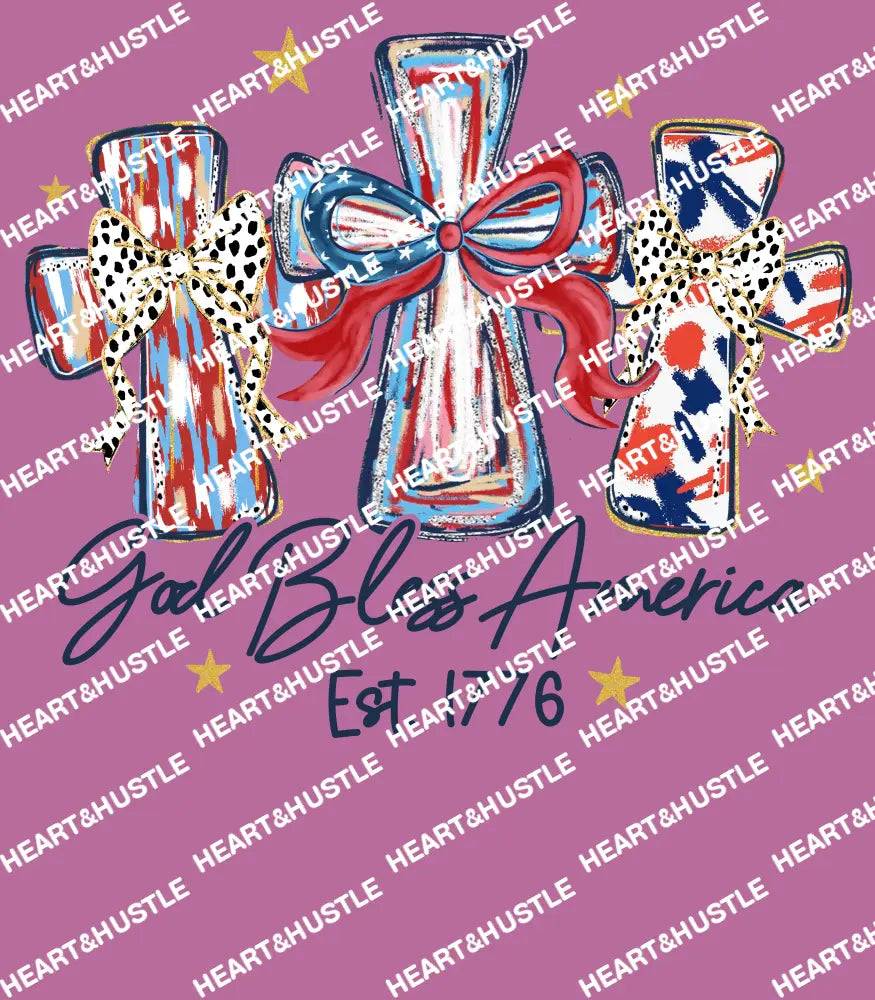 3 Cross Gold bless America Blue