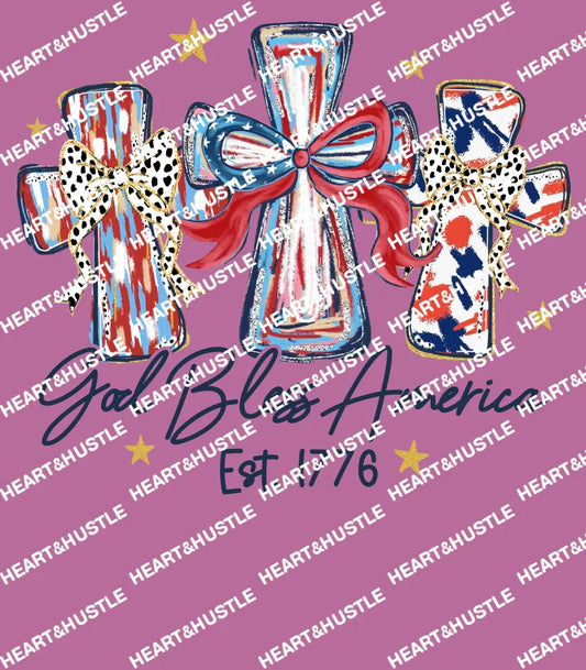 3 Cross Gold bless America Blue