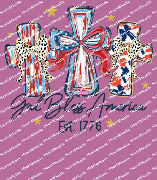 3 Cross Gold bless America Blue