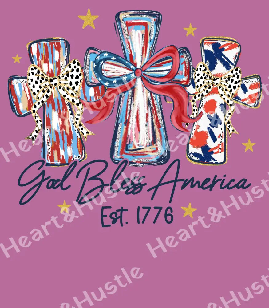 3 Cross Gold bless America Blue