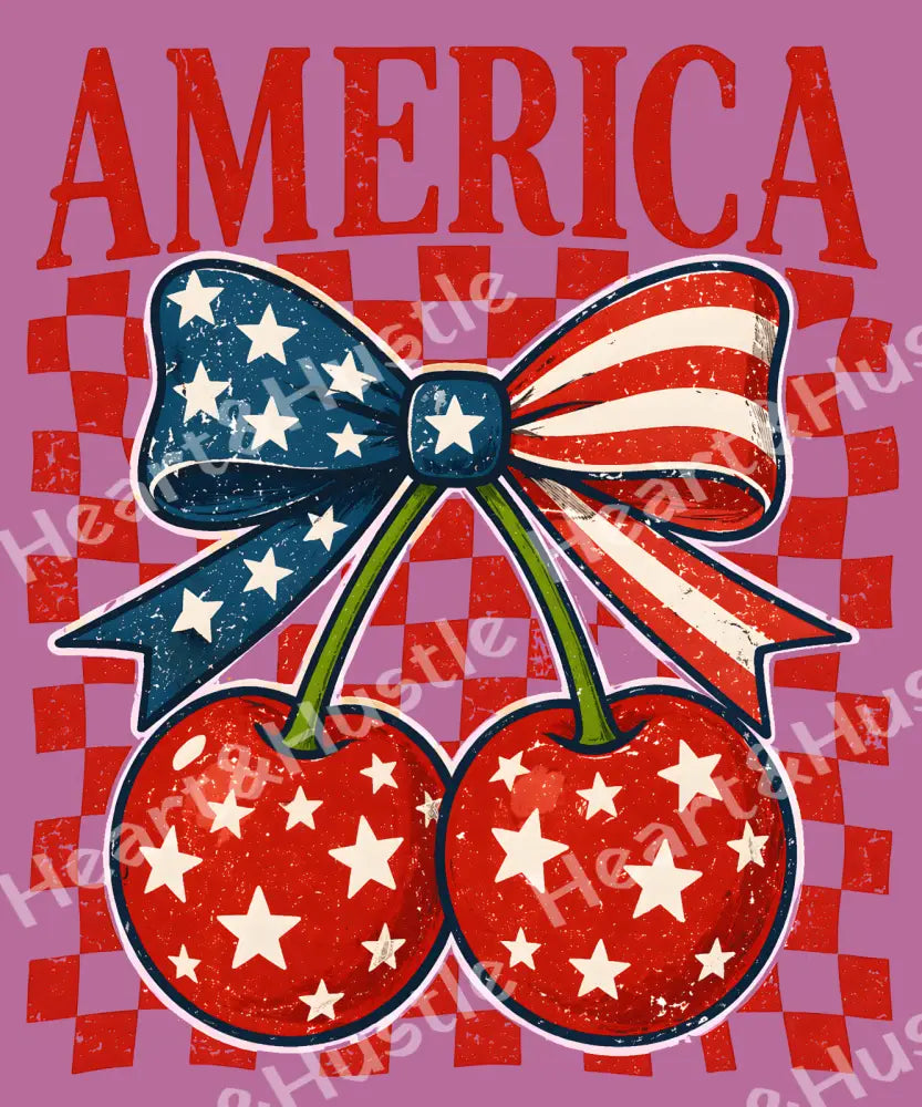 4th Of July America Cherry Bow