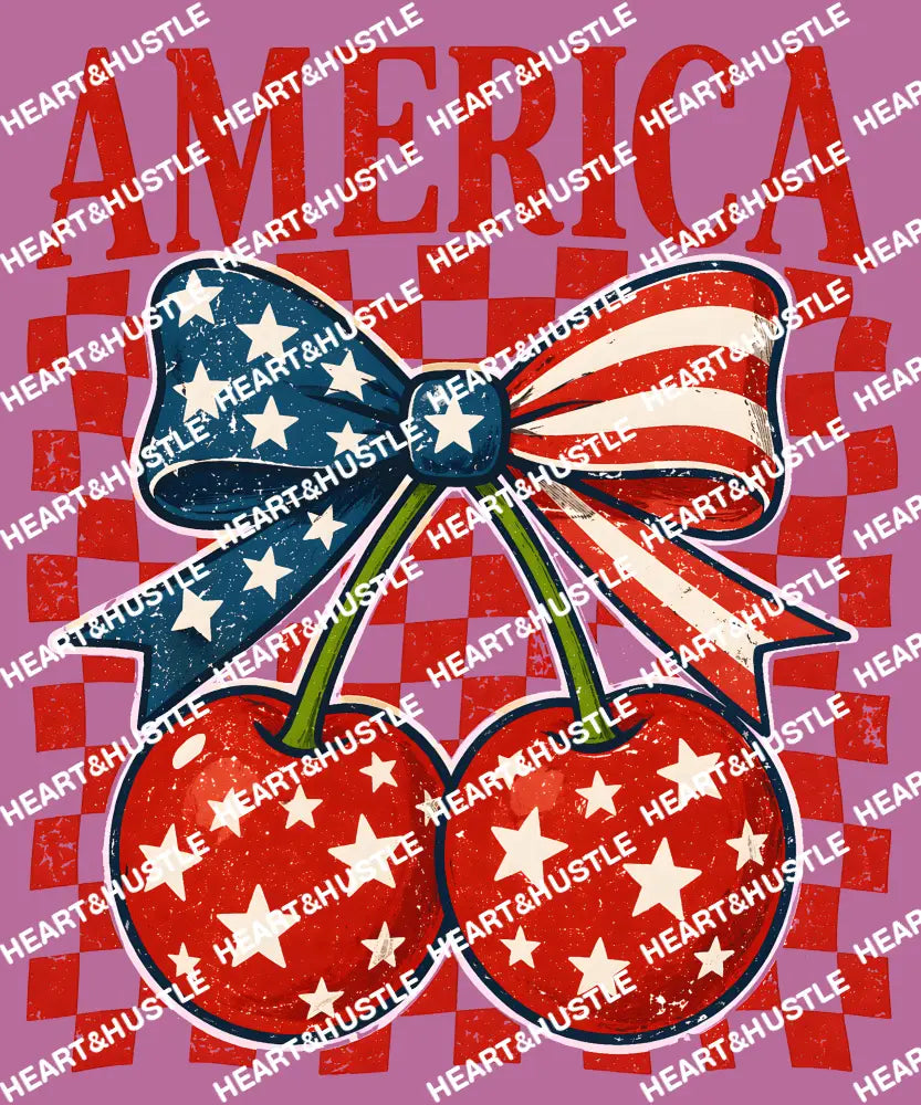 4th Of July America Cherry Bow