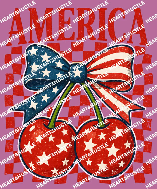 4th Of July America Cherry Bow
