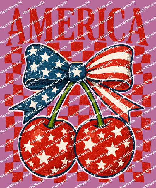 4th Of July America Cherry Bow