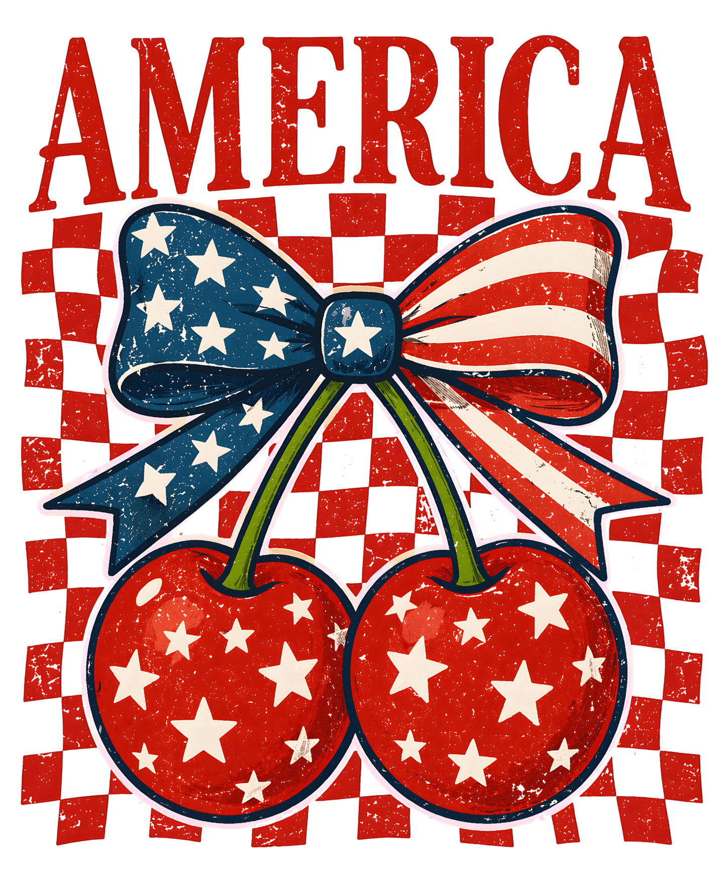 4th Of July America Cherry Bow