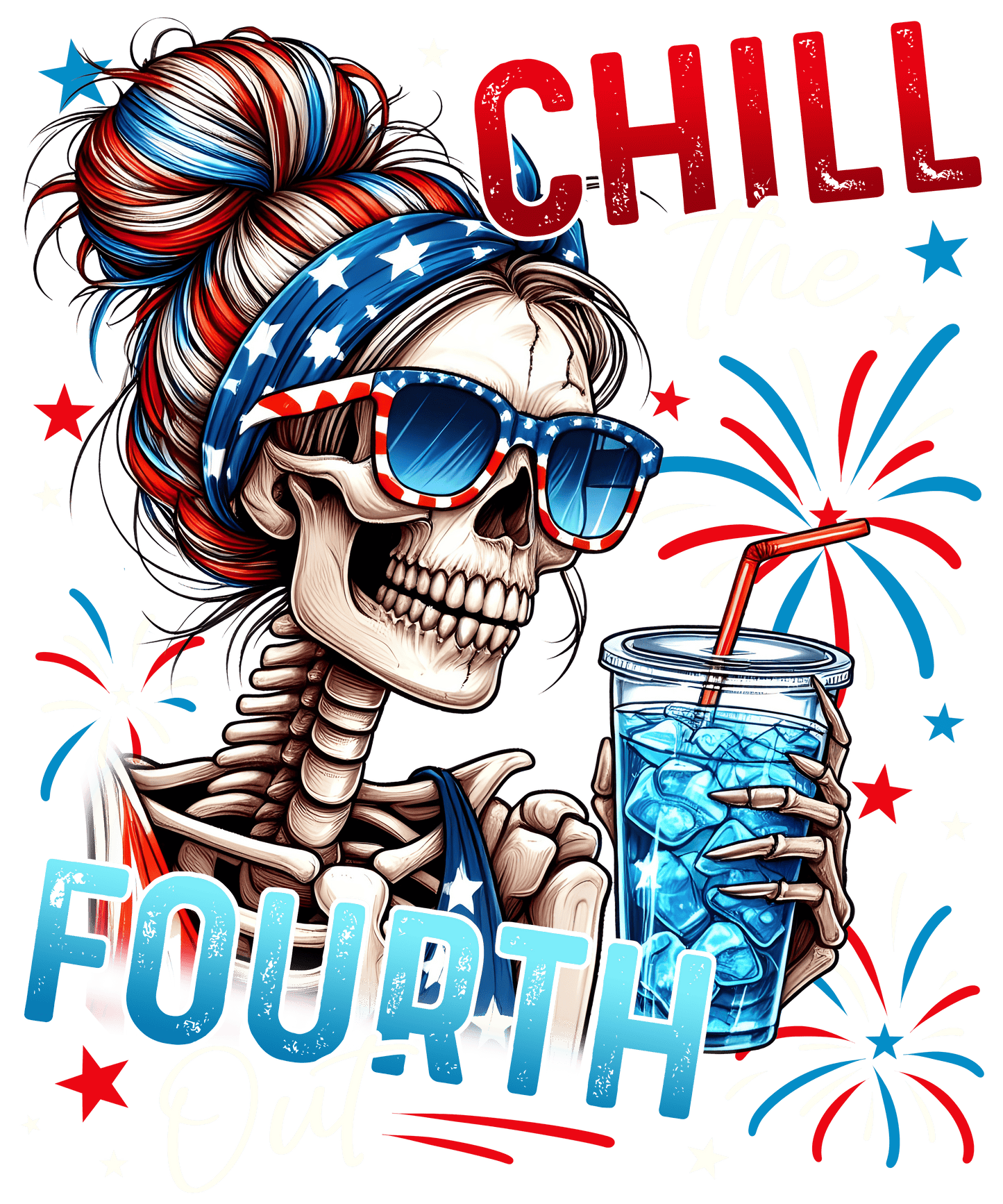 4th Of July Messy Bun Drink