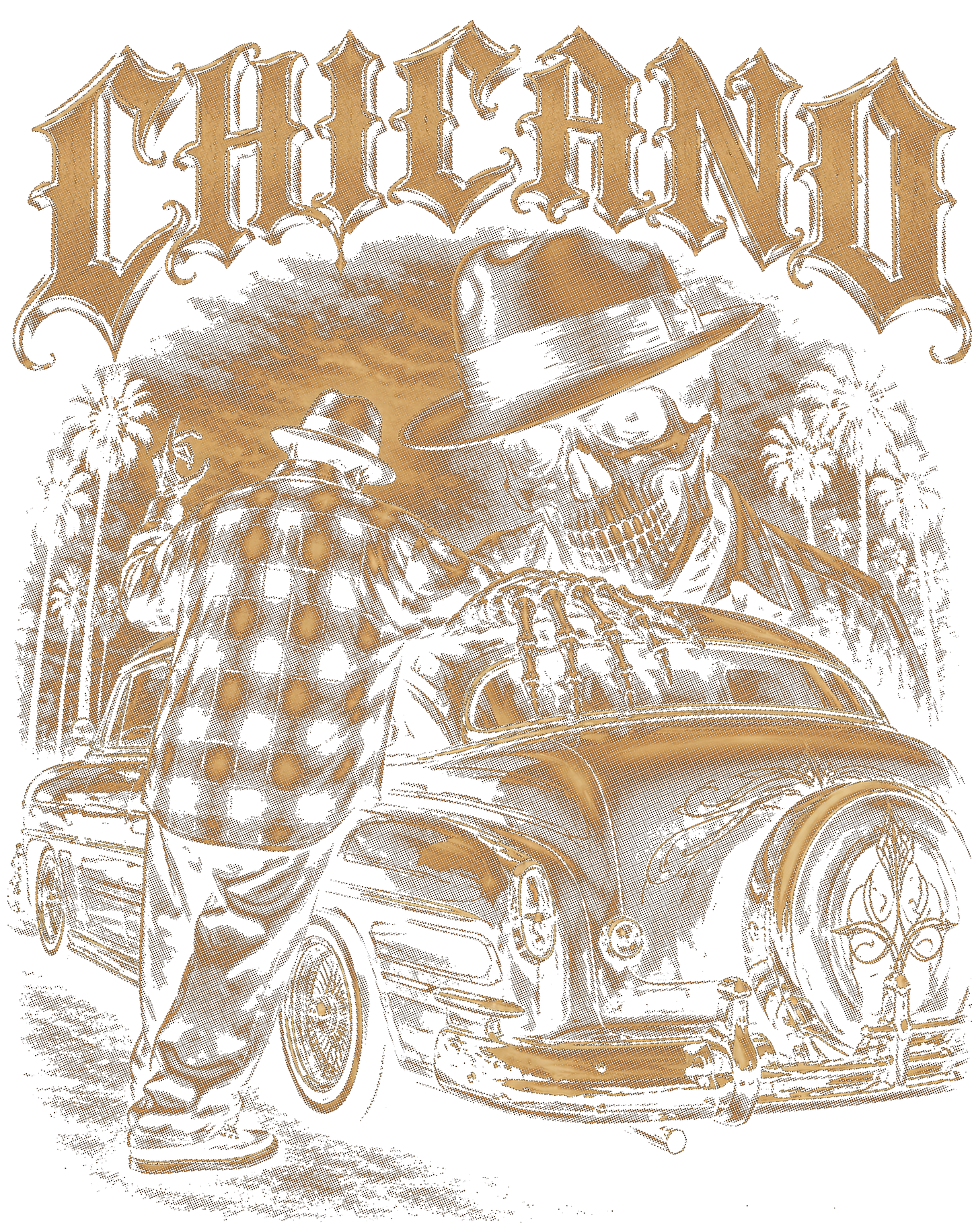 Chicano Brown Skelly Halftone