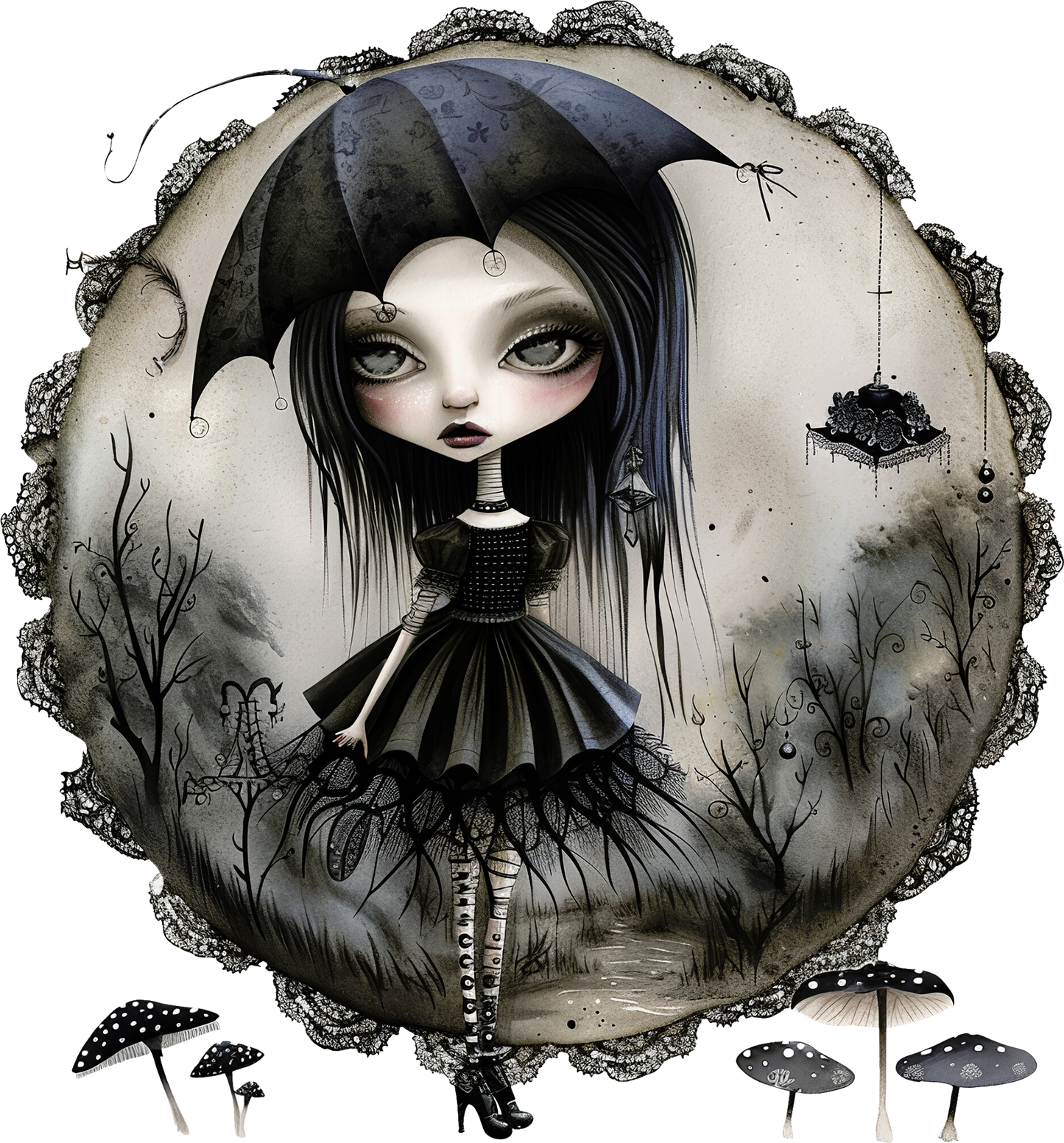 Goth Girl with Umbrella
