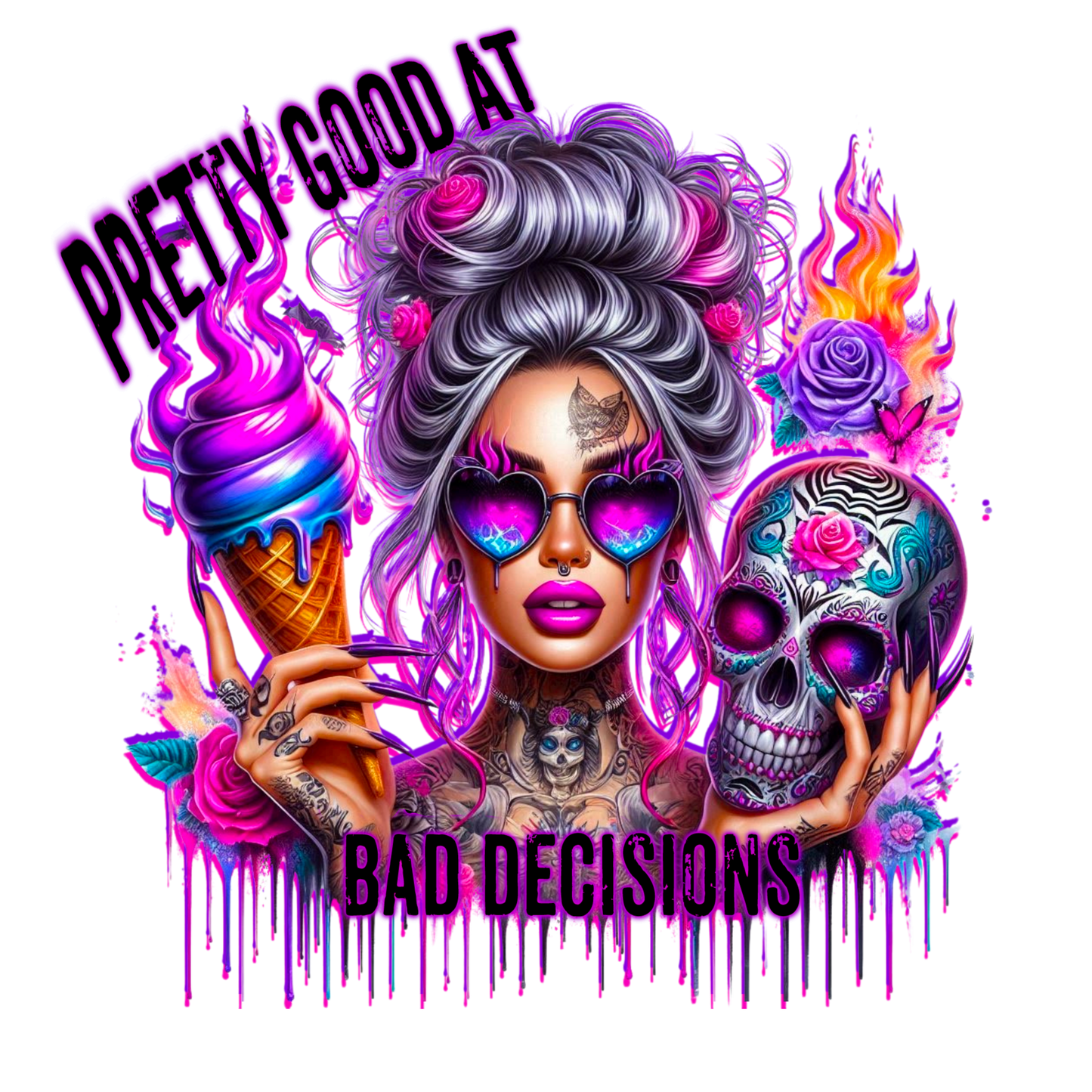 Pretty Good at Bad Decisions Ice Cream Skully