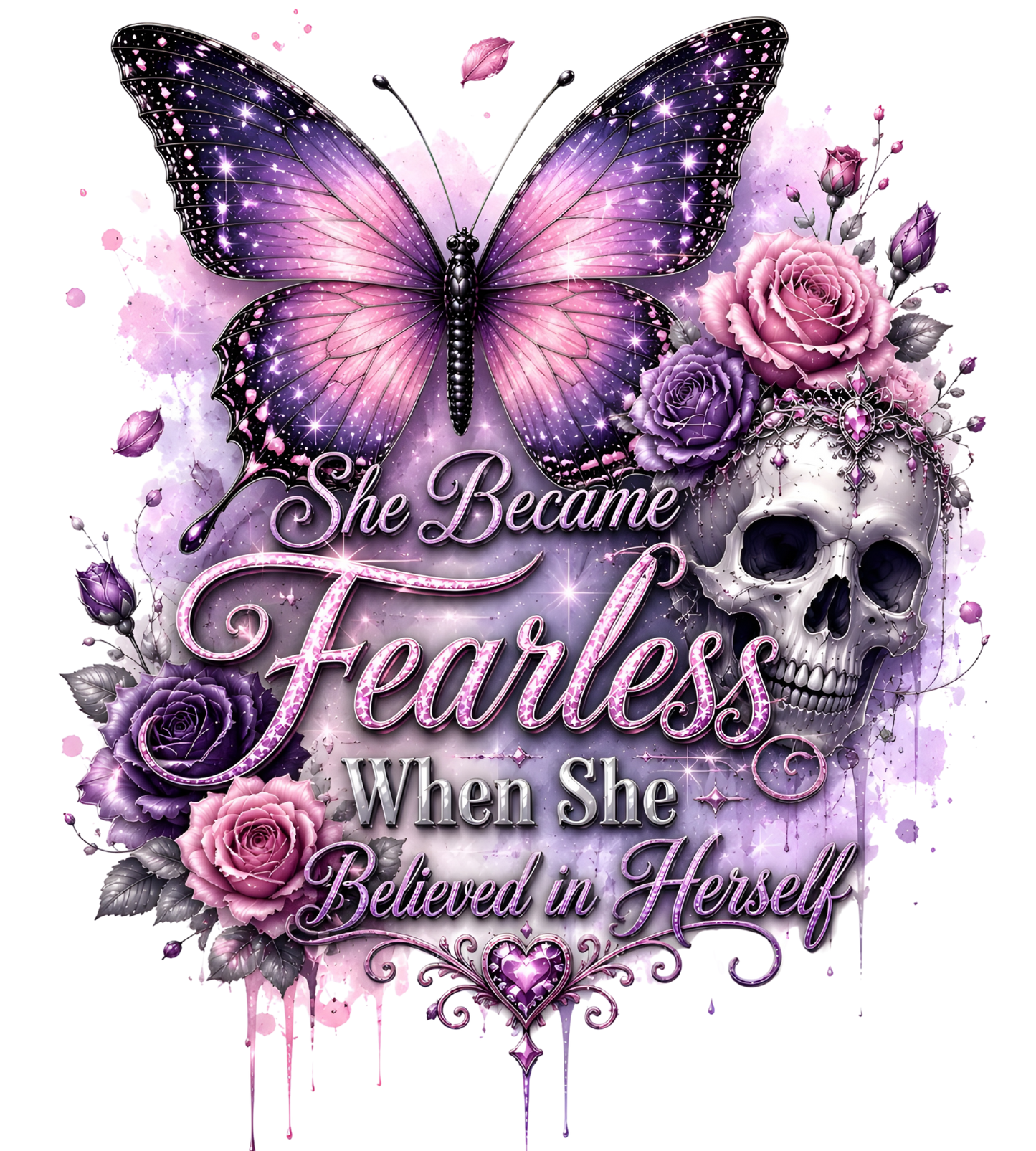 She Became Fearless Butterfly Skelly