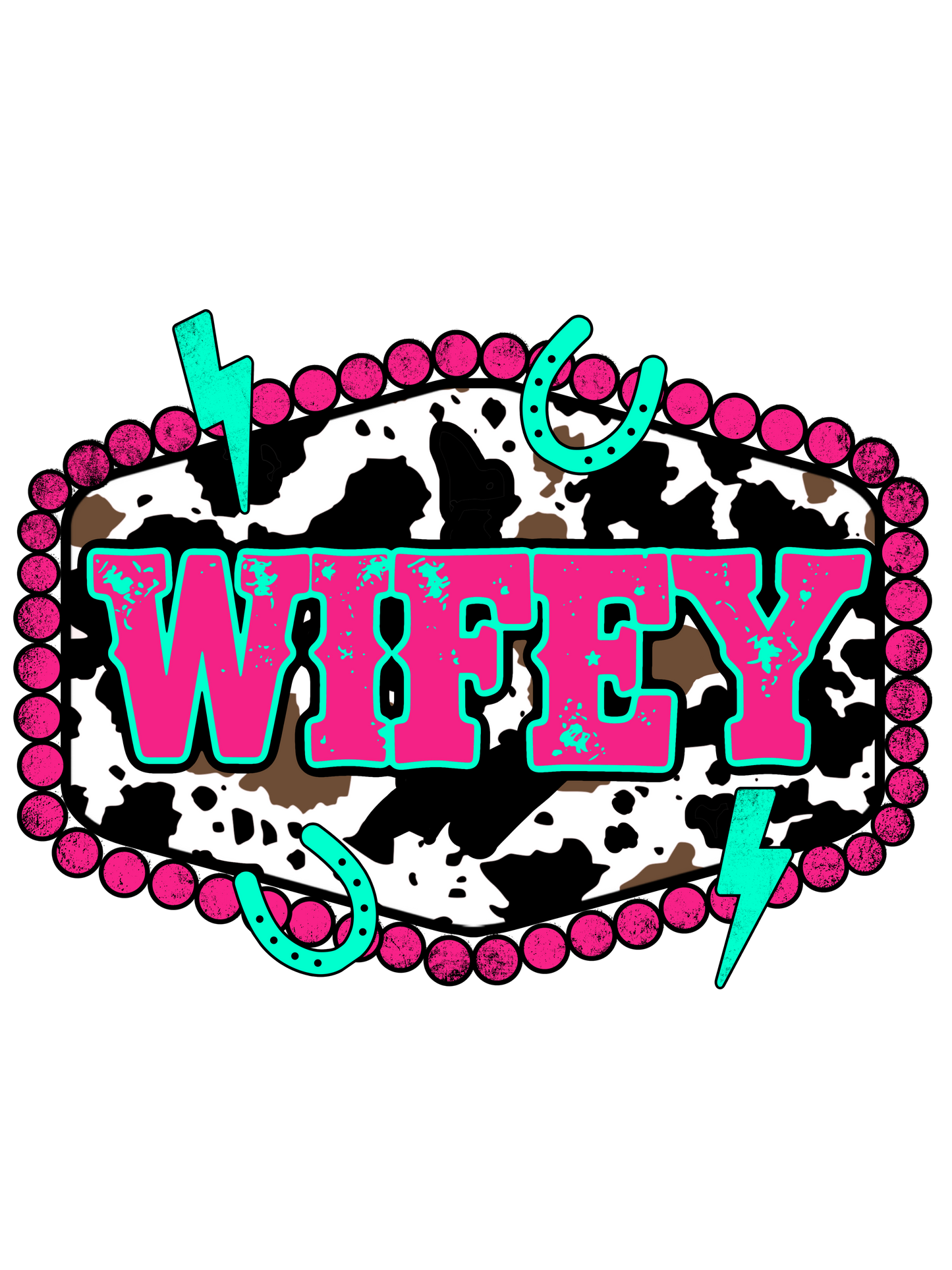Wifey Cow Pink Turquoise