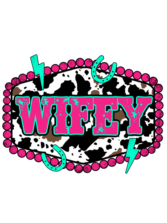 Wifey Cow Pink Turquoise