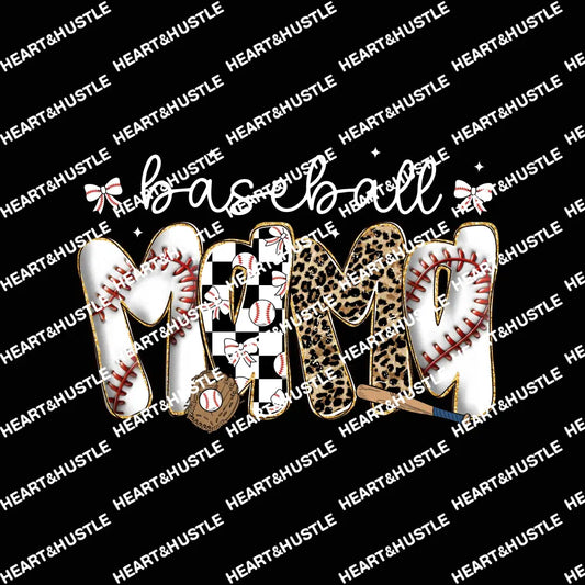 Baseball Mama White Bows