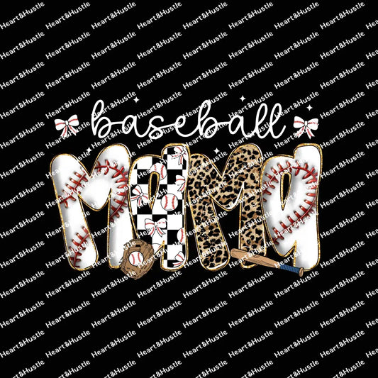 Baseball Mama White Bows
