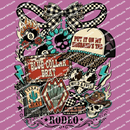 Blue Collar Brat Checkered Bow