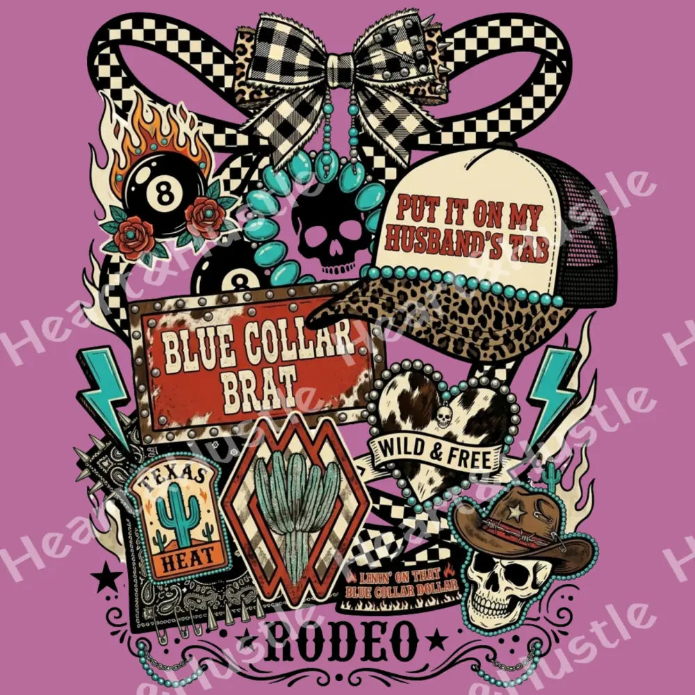 Blue Collar Brat Checkered Bow