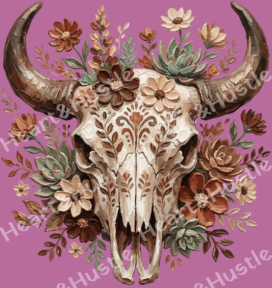 Brush Stroke Western Cow Skull