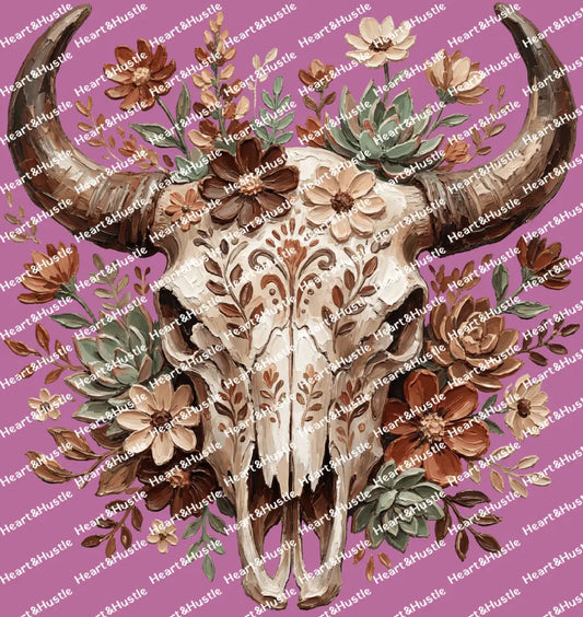 Brush Stroke Western Cow Skull