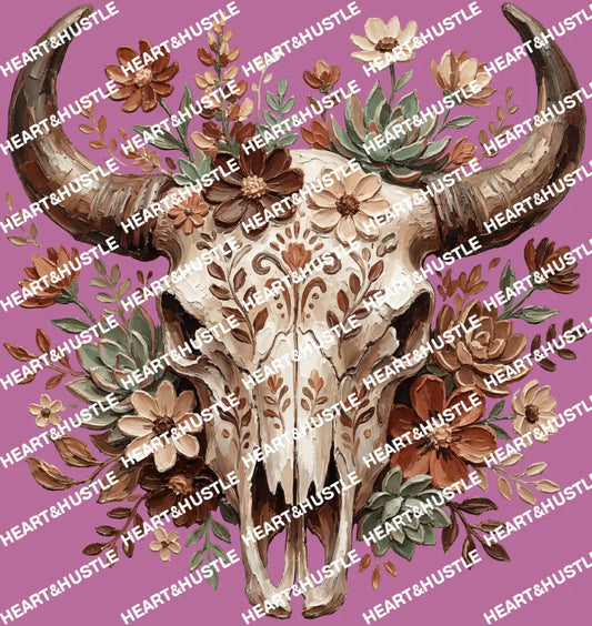 Brush Stroke Western Cow Skull