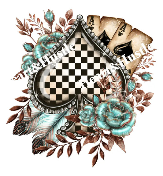 Checkered Spade with two Aces