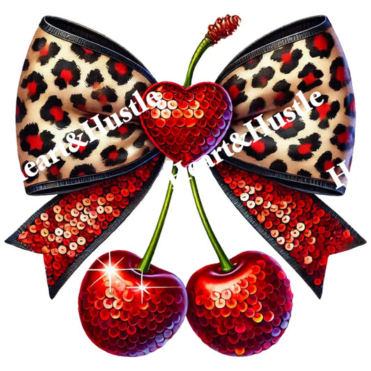 Cherries Heart Bow