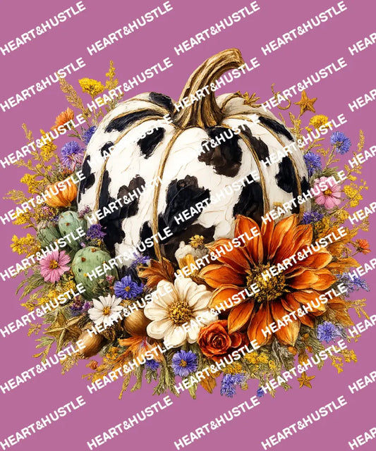 Cow Print Pumpkin Floral Fall