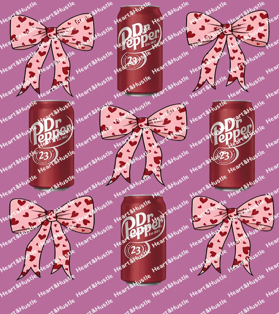 Dr Pepper Pink Bow Hearts Coquette