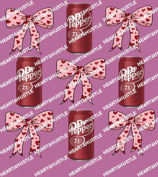 Dr Pepper Pink Bow Hearts Coquette