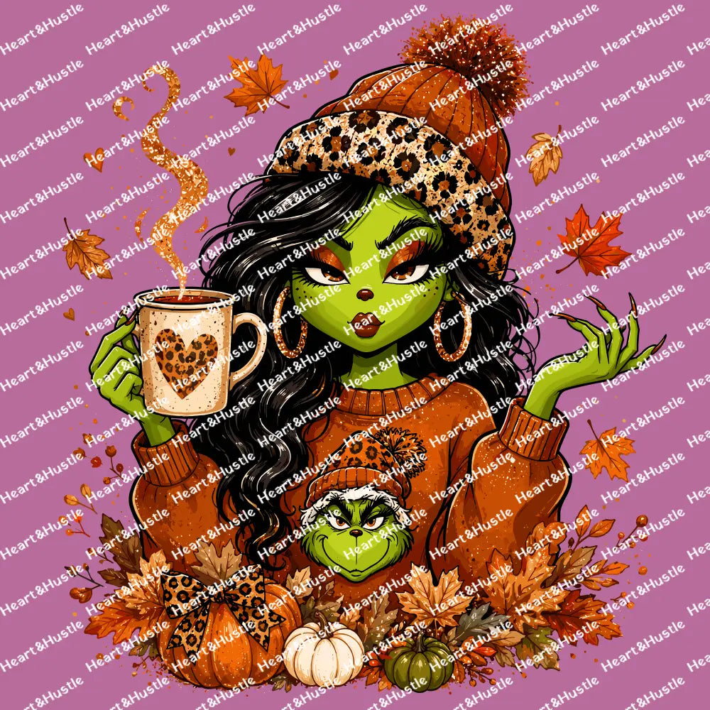 Fall Grinch Pumpkin Girl