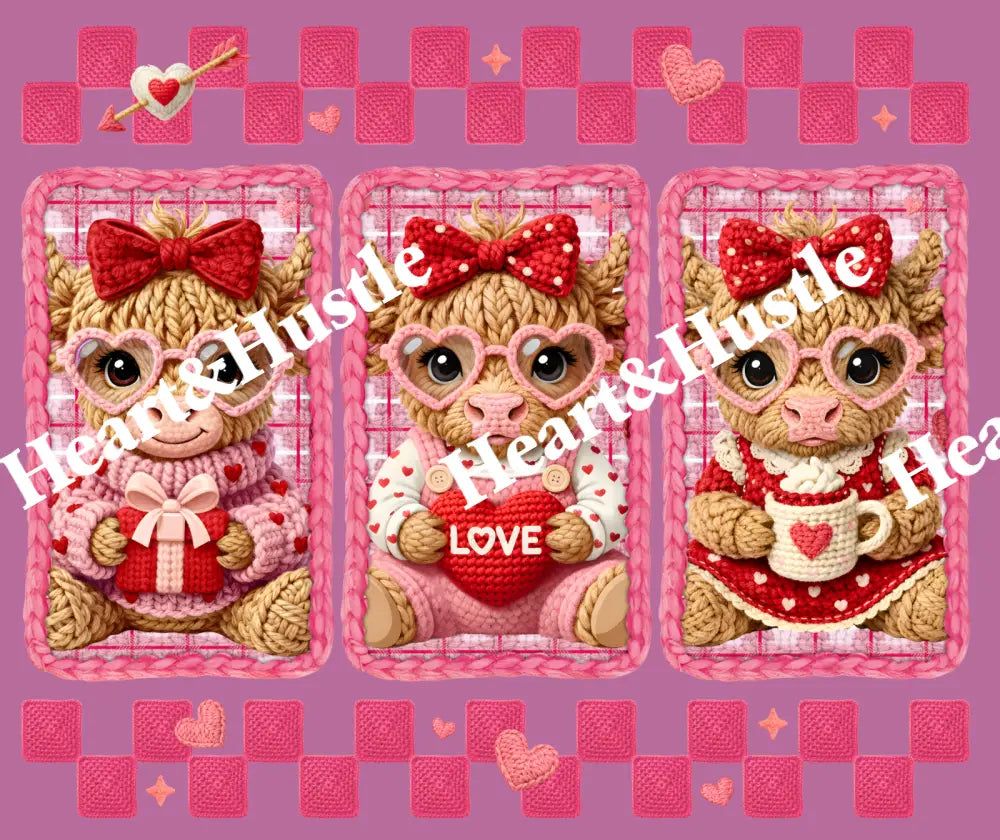 Faux Valentine Highland Cow